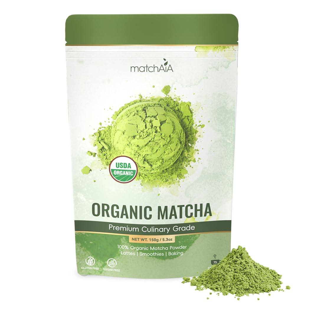 Matchaia Top-Grade Culinary Grade Usda-Certified Organic Matcha 100% Pure Green Tea Powder Perfect For Lattes Smoothies Desserts And Baking Sugar Free Gluten Free (150G / 5.3Oz Pouch)