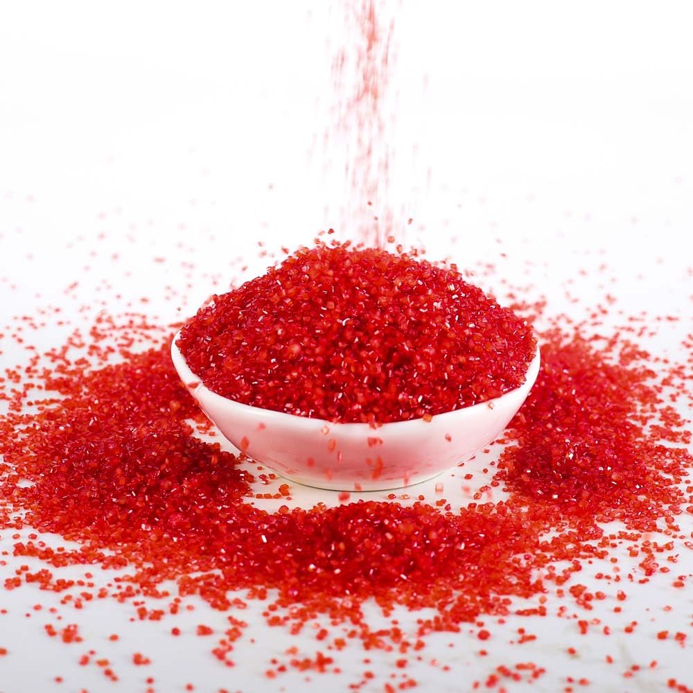 Kasvan Red Sanding Sugar Sprinkles - Edible Sugar Crystals, Baking Cake Decorations, Ice Cream Toppings Cupcake Decorating, Wedd