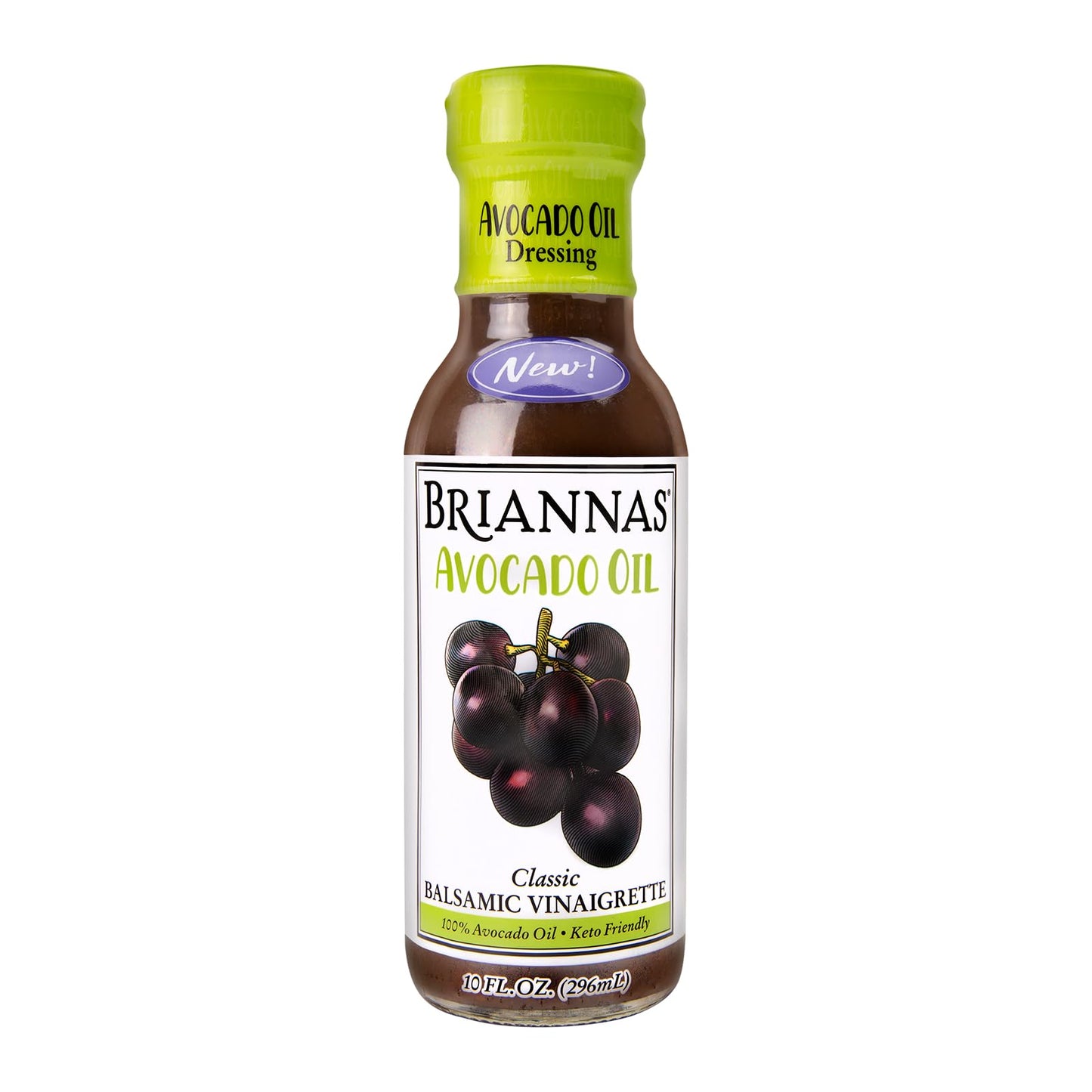 Briannas - Avocado Oil Balsamic Vinaigrette Dressing - Nutrient Rich Keto Friendly Vegan Salad Dressing Made With 100% Avocado Oil - 10 Fl Oz Bottle