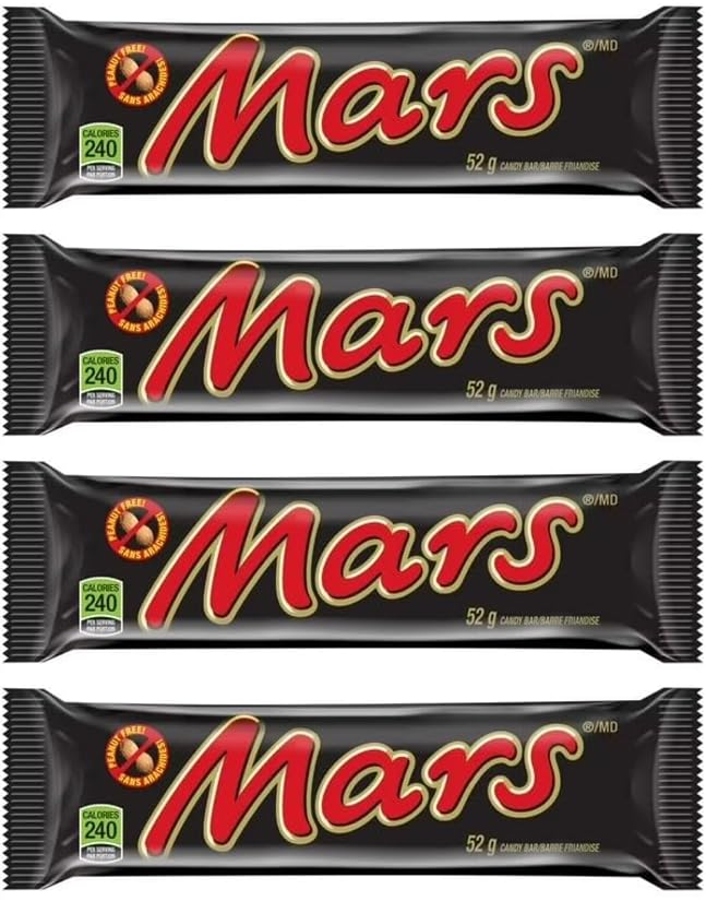 Mars Chocolate Candy Bar, 2.2 oz, Caramel, Nougat, Milk Chocolate (4 full size bars)