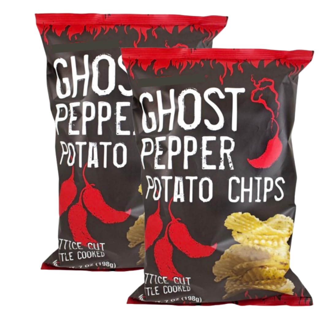 Ghost Pepper Potato Chips 7 oz (198g) - 2 bags (2 PACK, Ghost Pepper Potato Chips)