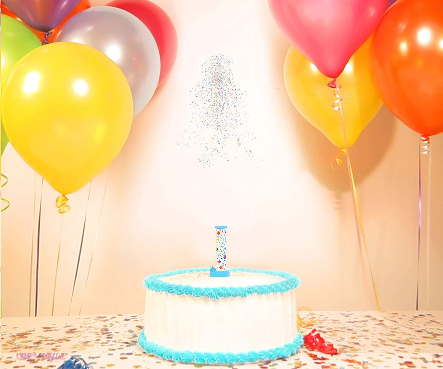 BEST PARTY EVER! Confetti Candle Cake Topper, Shower Your Cake in Edible Confetti Sprinkles, Fun Way to Celebrate Birthdays, Par