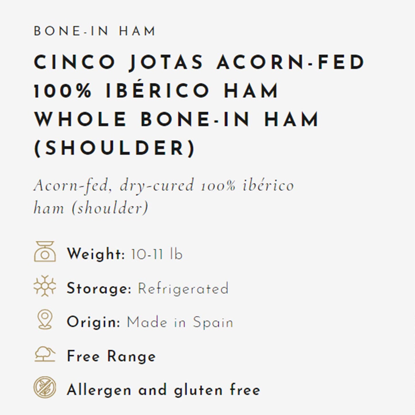 5J Paleta Iberico De Bellota Whole Bone-In Shoulder - 10 To 11 Lbs - Cinco Jotas Acorn-Fed 100% Ib Rico Pork