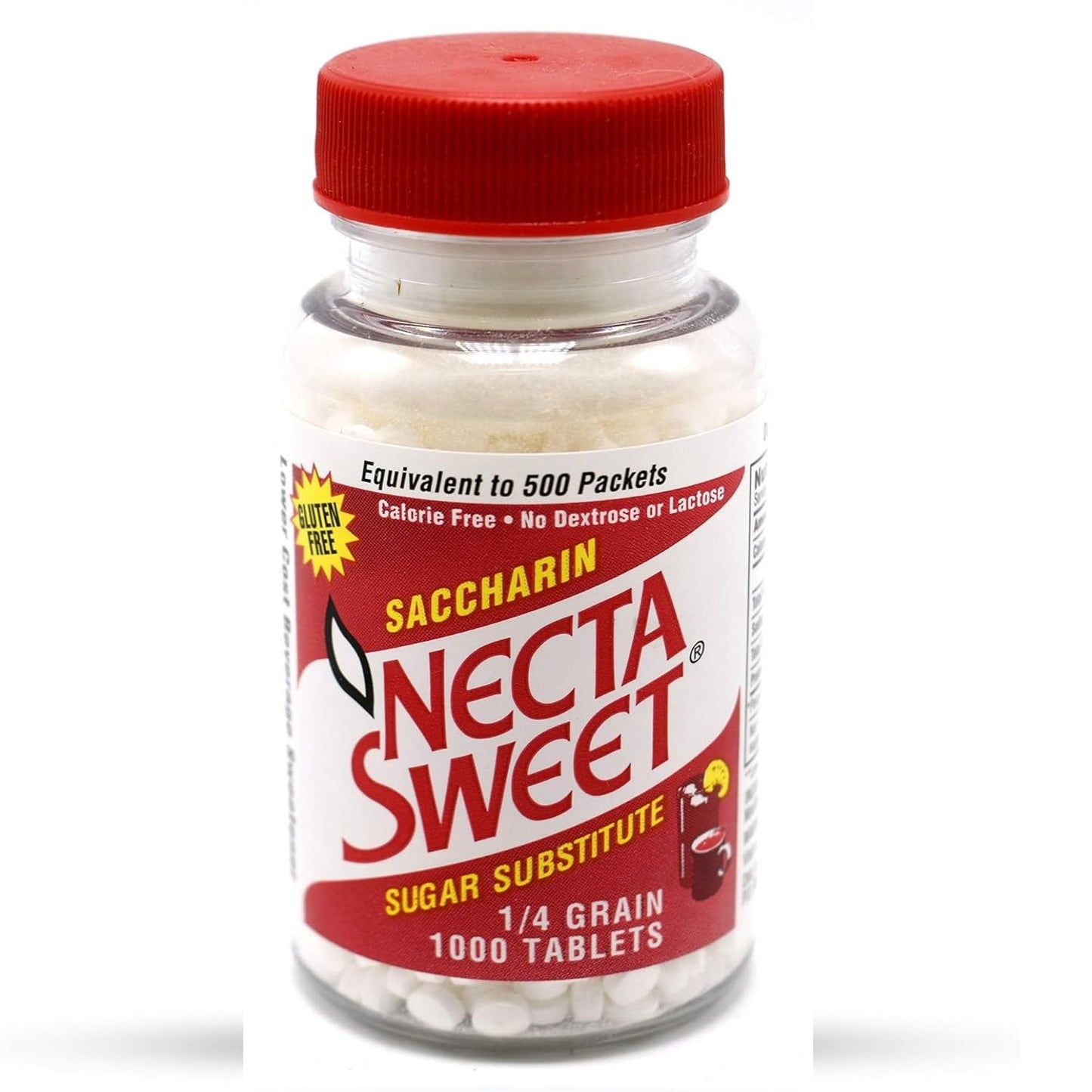 Necta Sweet Saccharin compact pieces, 1-Grain, 1000 Tablet Bottle