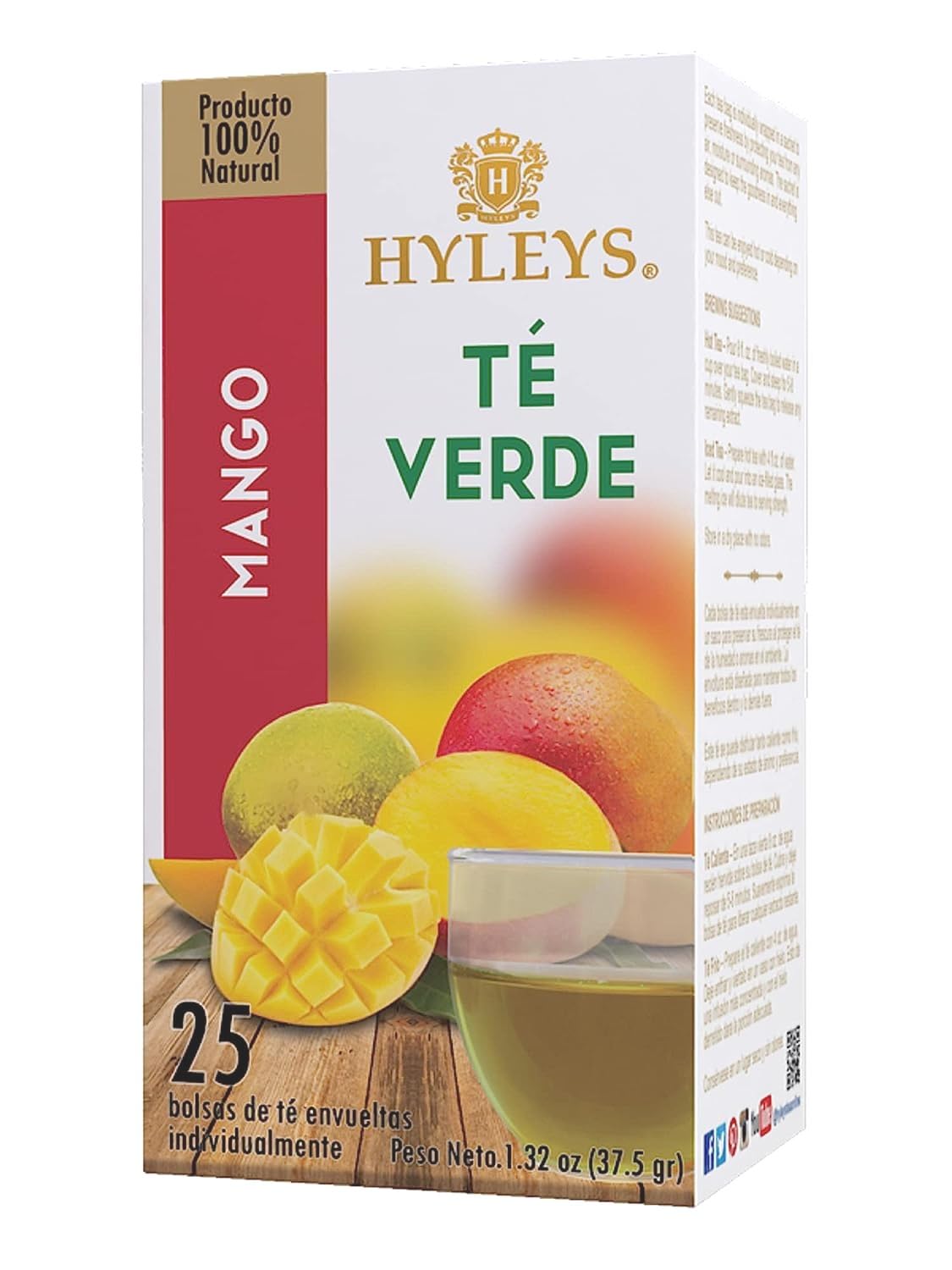 HYLEYS Tea Mango With Green Tea - 25 Tea Bags (1 Pack)