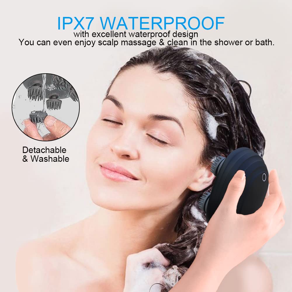 Chlovoe Electric Scalp Massager, Portable Handheld Ipx7 Waterproof Scalp Massager With 5 Kneading Modes And 96 Nodes For Body Re