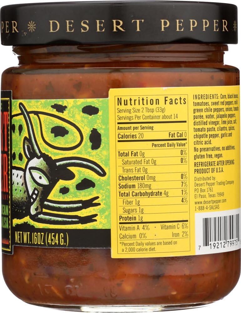 Desert Pepper Trading Co, Corn, Black Bean, Red Pepper Salsa, 16 Oz (Pack of 3)