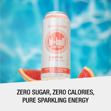 Hiball Energy Sparkling Water Zero Sugar And Zero Calorie Drink, Grapefruit, 16 Fl Oz ( 8 Count)