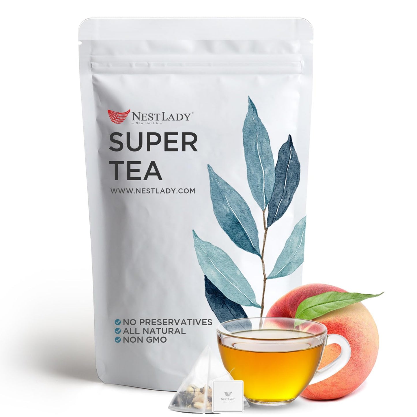NESTLADY Peach Oolong Tea, Peach Loose Leaf Oolong Tea, Individual Oolong Black Tea Bags, Refreshing Fruit Tea, Tea bags 20 bags