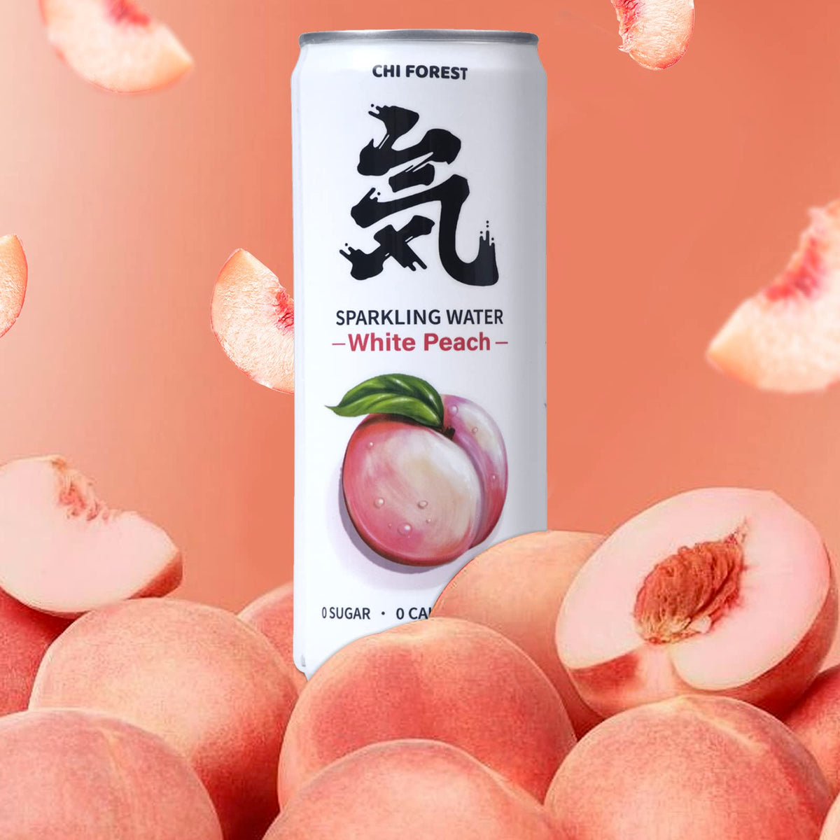 Chi Forest Sparkling Water White Peach Flavored Bubbly Sparling Water 0 Sugar And 0 Calories Carbonated Water 11.16 Fl Oz Pack Of 24 8.5 Kilograms