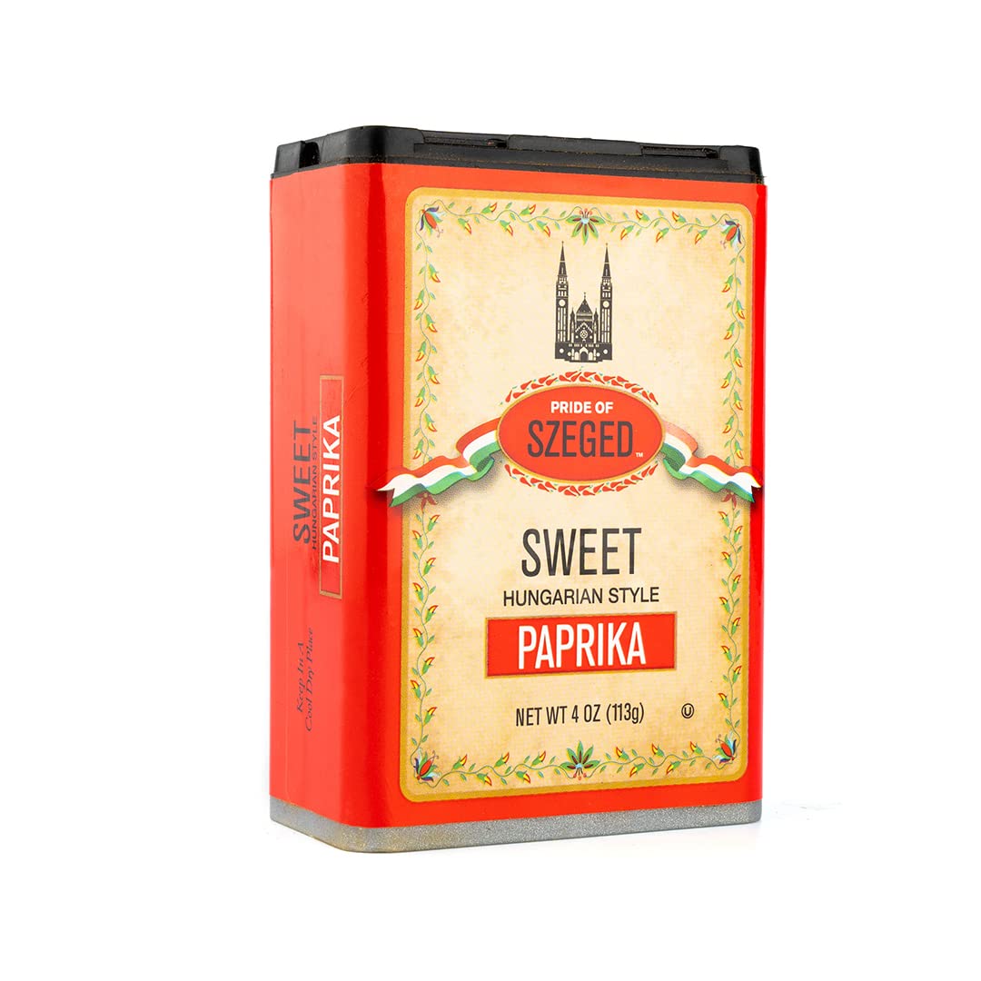 Pride of Szeged Sweet Paprika Powder Hungarian Style Seasoning Spice Deep Red 4 oz. Tin 1-Count