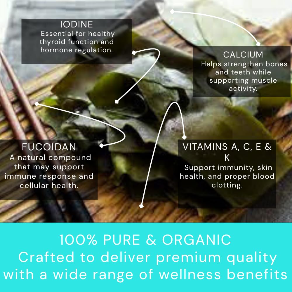 Oceans Balance Organic Whole Leaf Kombu - Dried Sea Salad Mix - Gluten Free - 1oz Bag