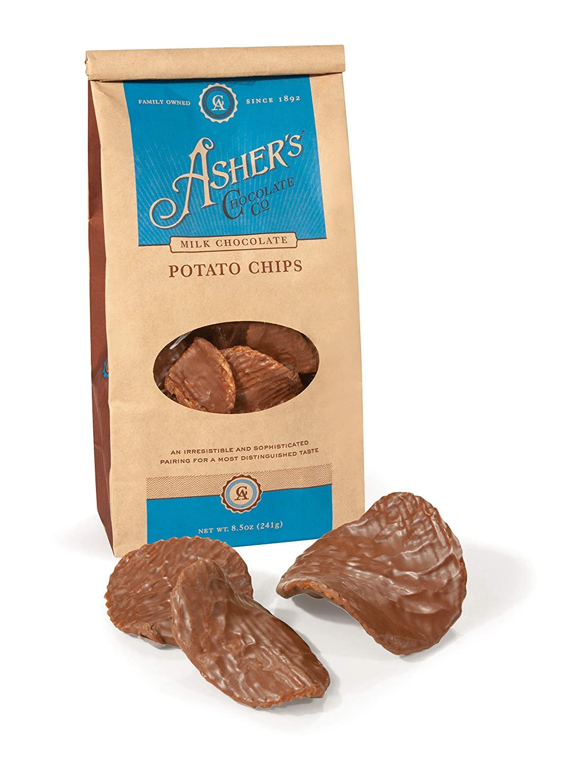 Asher Potato Chips Milk Coffee Chocolate, 8.5 Ounce Bag (Milk Chocolate)