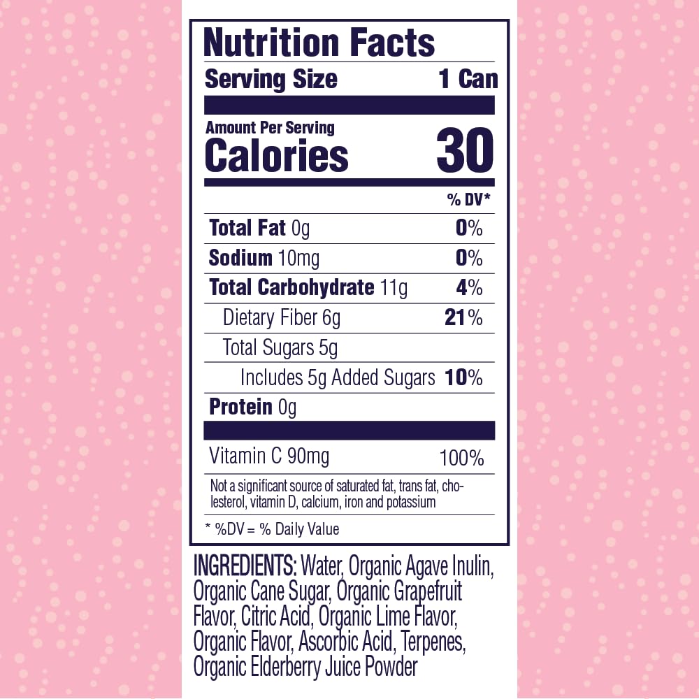 Daytrip Organic Sparkling Prebiotic Soda, Low Sugar, 12-Pack - G fruit