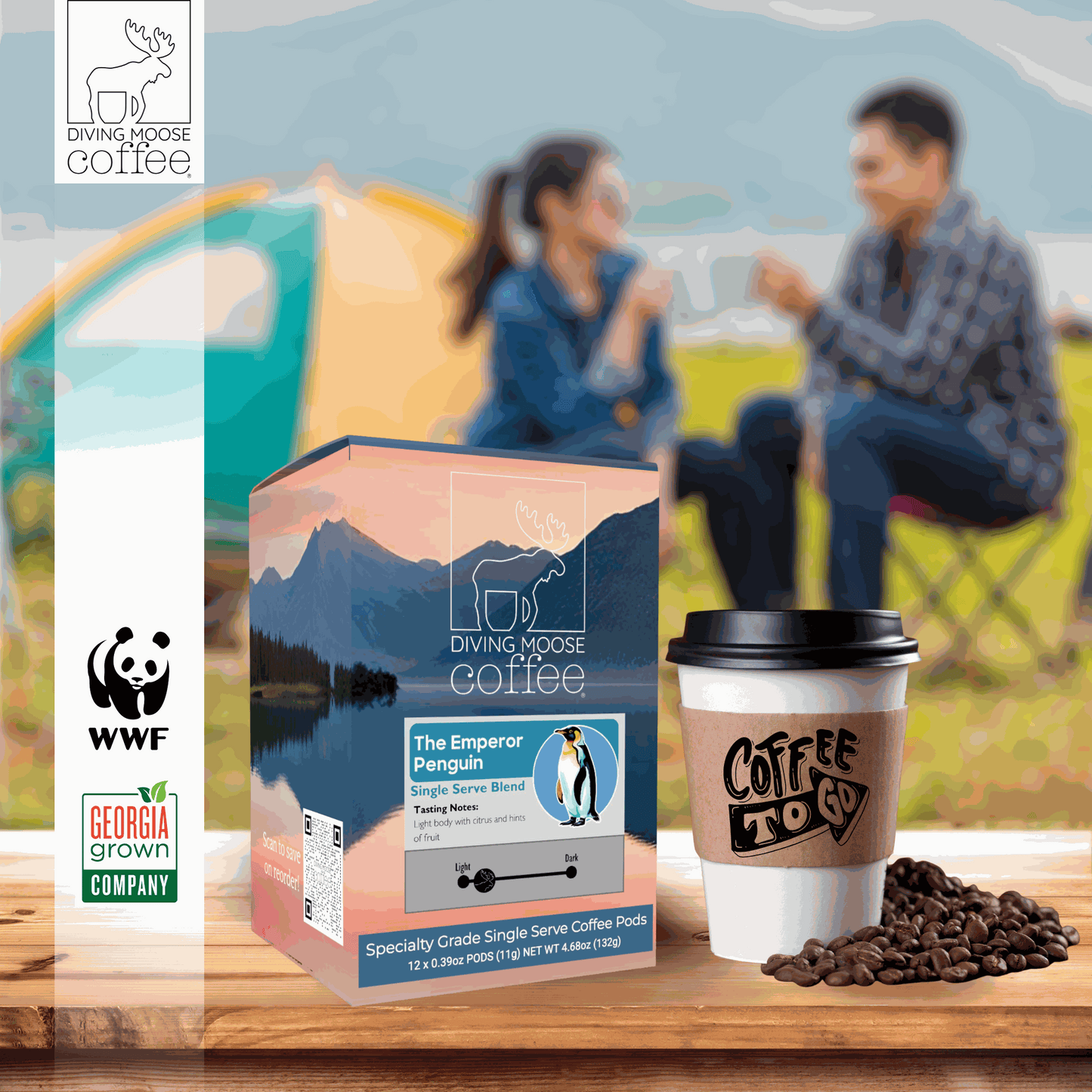 The Emperor Penguin – 12 Single Serve Coffee Pods Light Roast Blend