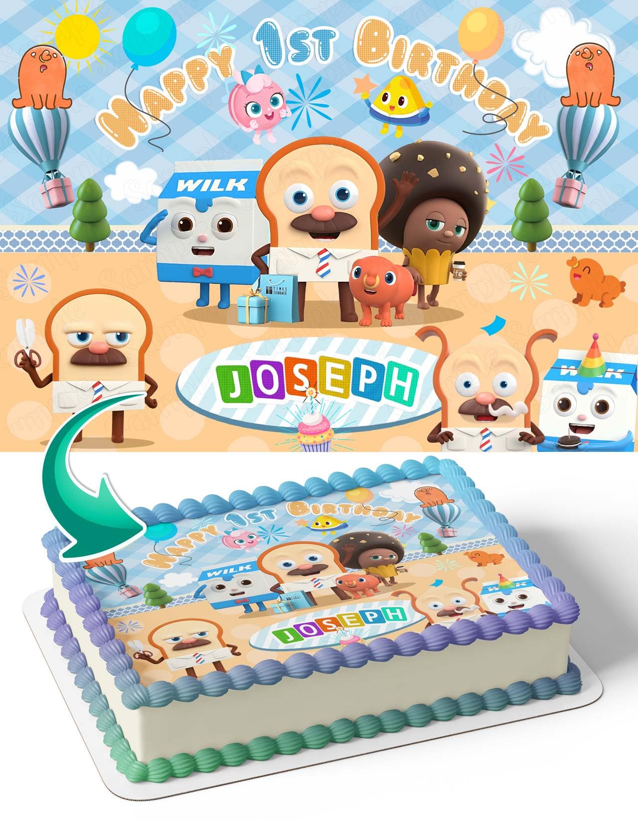 Cakecery Bread Barbershop Edible Cake Image Topper Birthday Cake Banner 1/4 Sheet
