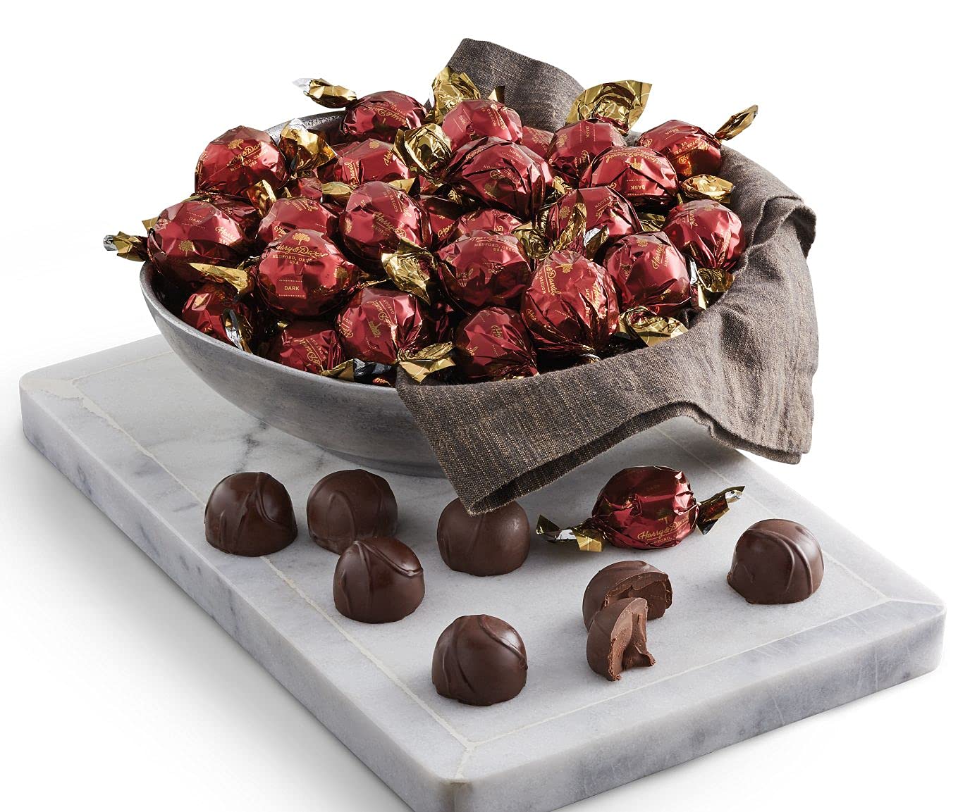 Harry & David Dark Chocolate Truffles 50-Count Bulk Bag Gourmet Dark Chocolate Candy Individually Wrapped After Dinner Treats All Occasion Gift Basket Party Thank You