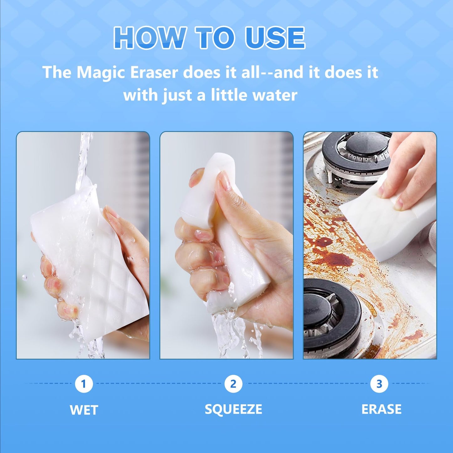 Squish Magic Sponge Eraser, 36 Count Magic Cleaning Pads For Walls Oven, Kitchen, And Shoe Cleaner, Magic Erasers With Melamine