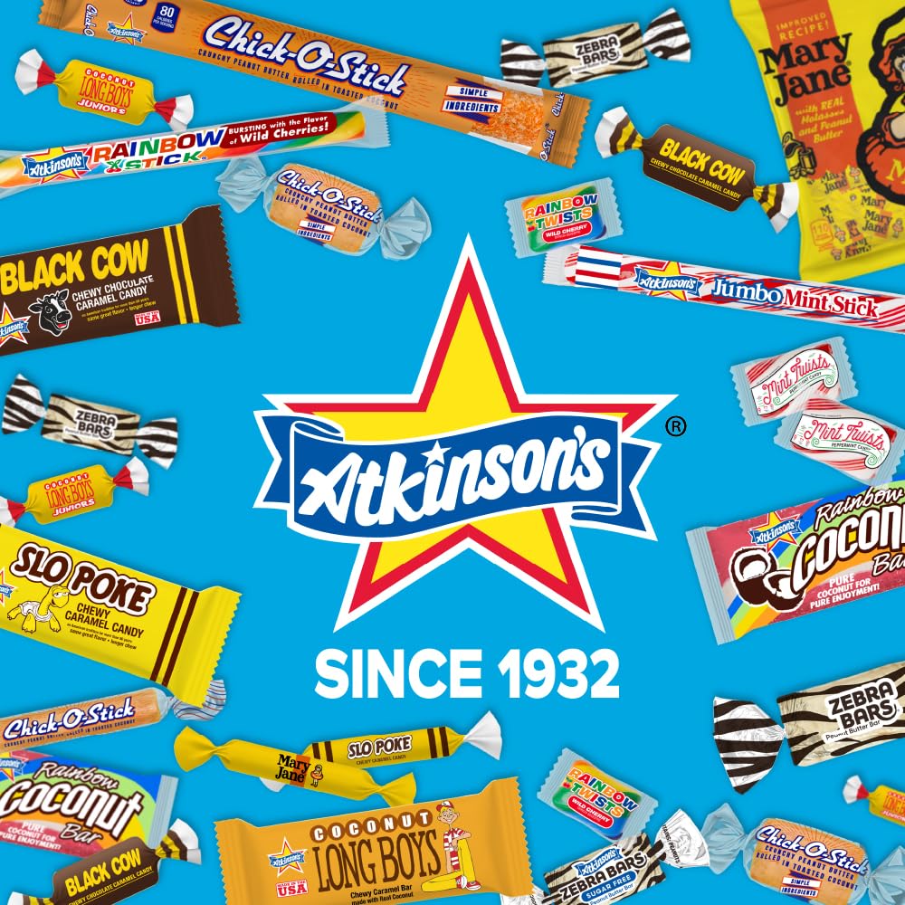 Atkinson Sugar Free Chick-O-Stick 12 Pieces 3.75 Ounce Bags No Trans Fat Peanut Butter and Coconut Candy