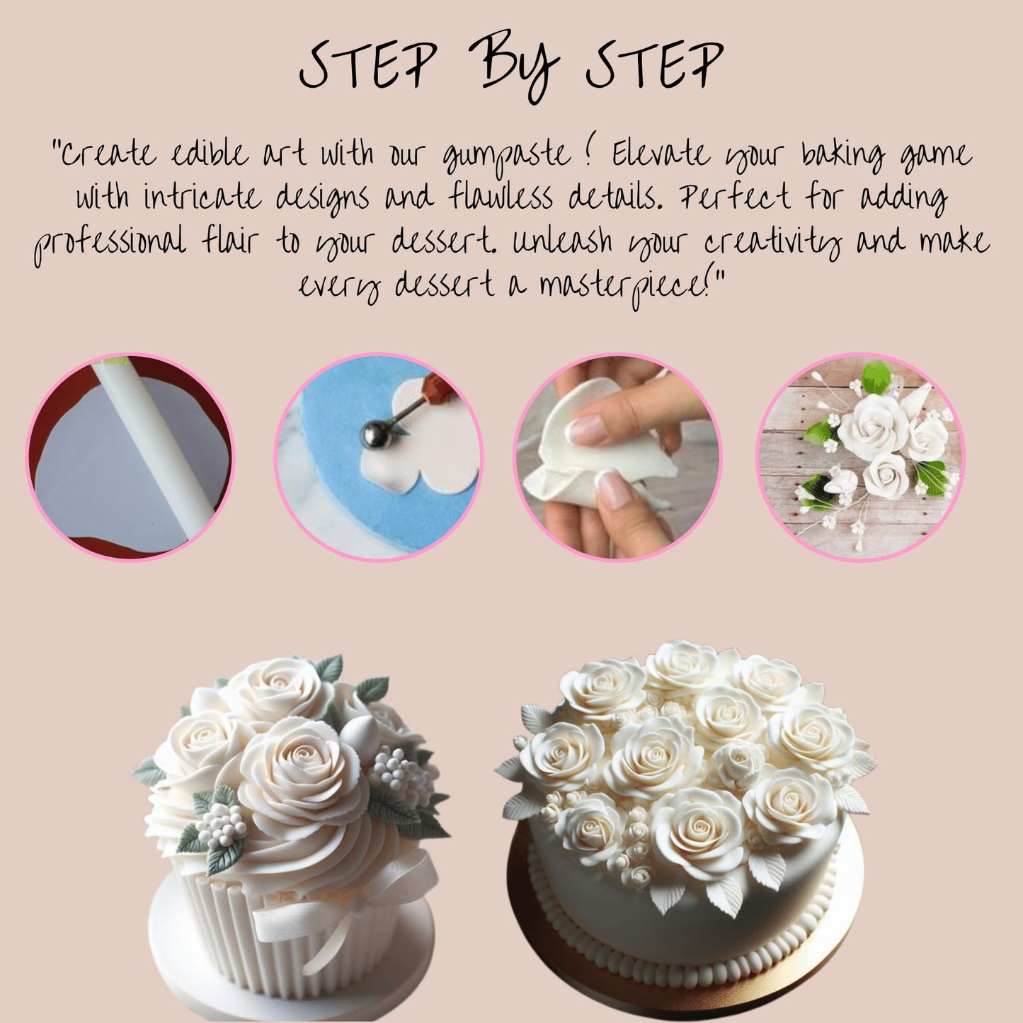 Confect Gum Paste for Cake Decorating - White, 250g, Ideal for Roses, Ruffles & Leaves