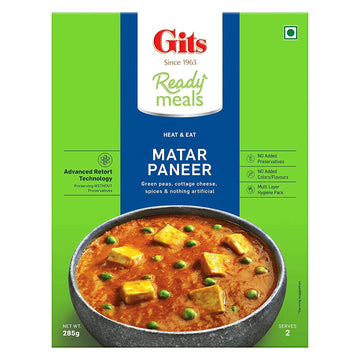 Gits Ready To Eat Paneer Combo 1140G (Matar Paneer Palak Paneer Paneer Tikka Masala Paneer Makhani - 285G Each)