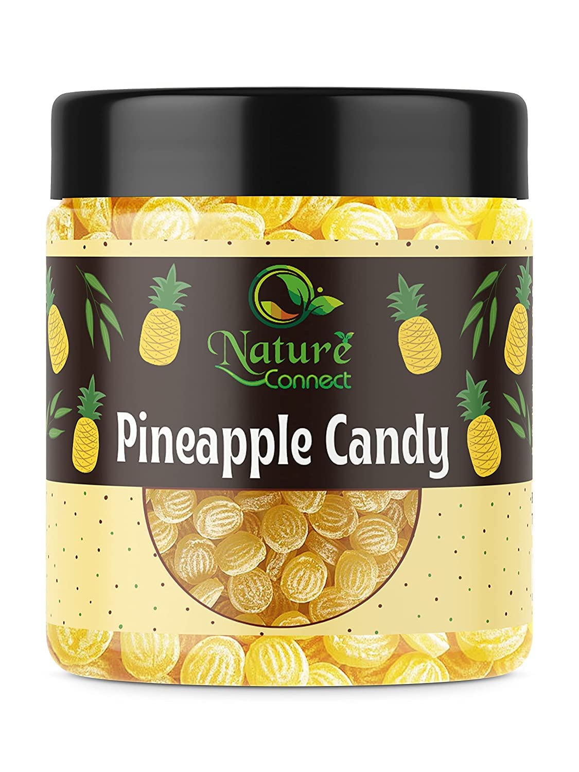 Nature Connect Pineapple Flavour Candy | Pineapple Toffee | Jar Pack 300 gms_Packing May Vary