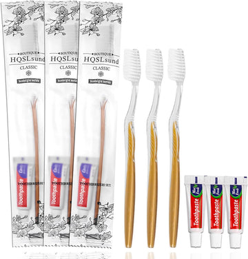 Hqslsund 50 Pack Disposable Toothbrushes With Toothpaste Individually Wrapped, Travel Toothbrush Kit, Hotel Toothbrushes Bulk Fo
