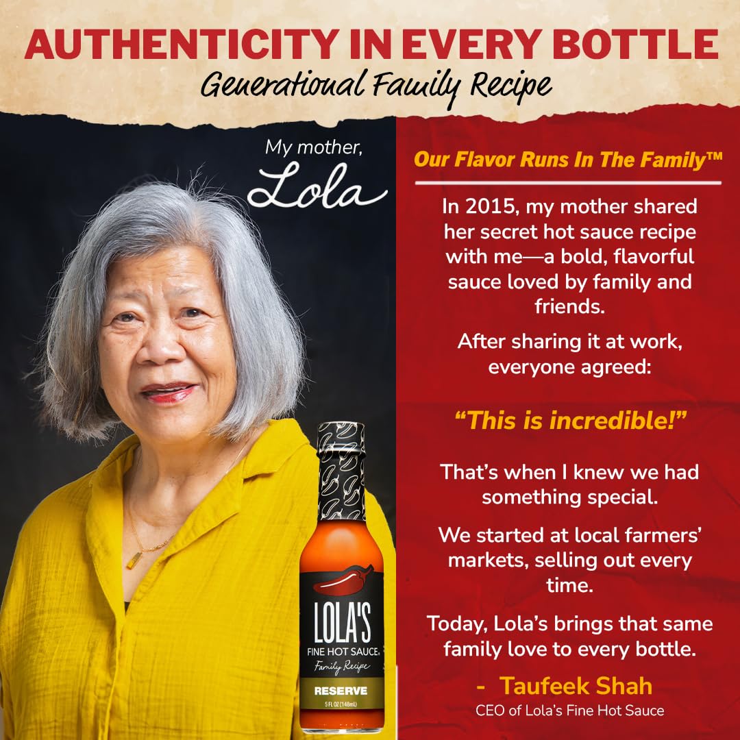 Lolas Family Reserve Hot Sauce | Carolina Reaper & Habanero Blend | Ultra Spicy | 0 Calories, 0G Fat, Low Sodium | All-Natural,