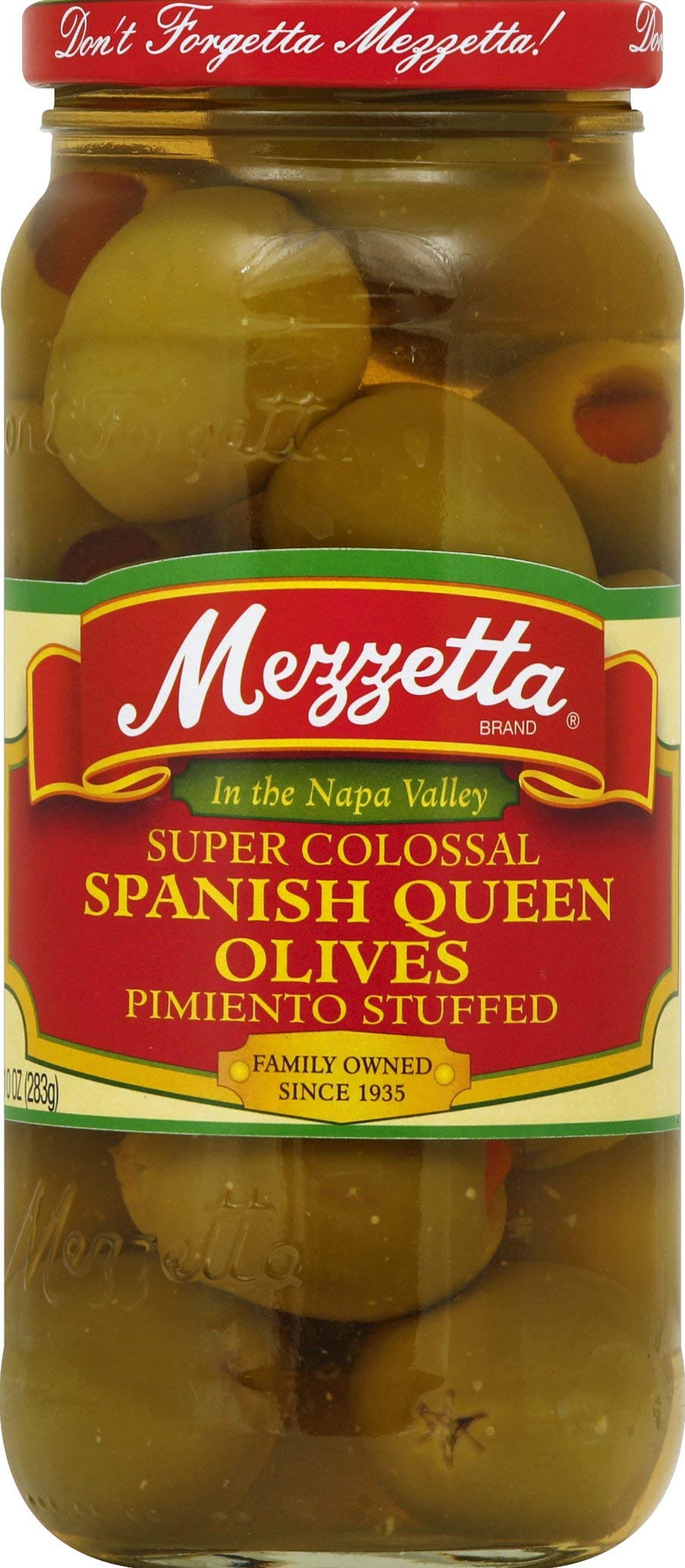 Mezzetta Spanich Queen Olives Super Colossal Pimento Stuffed 10 Ounce