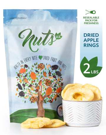 Nuts U.S. - Dried Apple Rings | No Added Sugar | No Artificial Color | Chewy Texture | Non-Gmo | Juicy And Natural | Packed In A Resealable Bag!!! (2 Lbs)