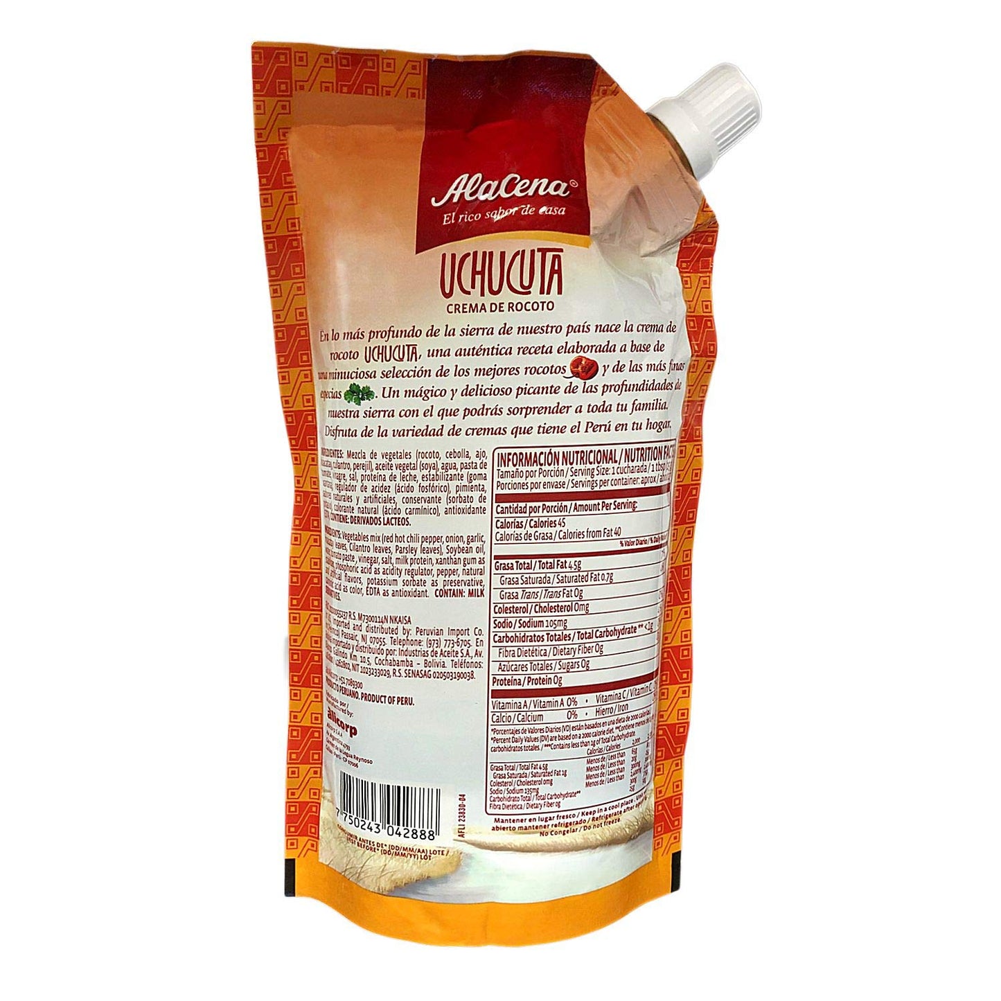 Alacena Crema De Rocoto Uchucuta 400 Gr. - Red Hot Chili Sauce - Peruvian Hot Sauce - 14.1 Oz. (2 Pack)