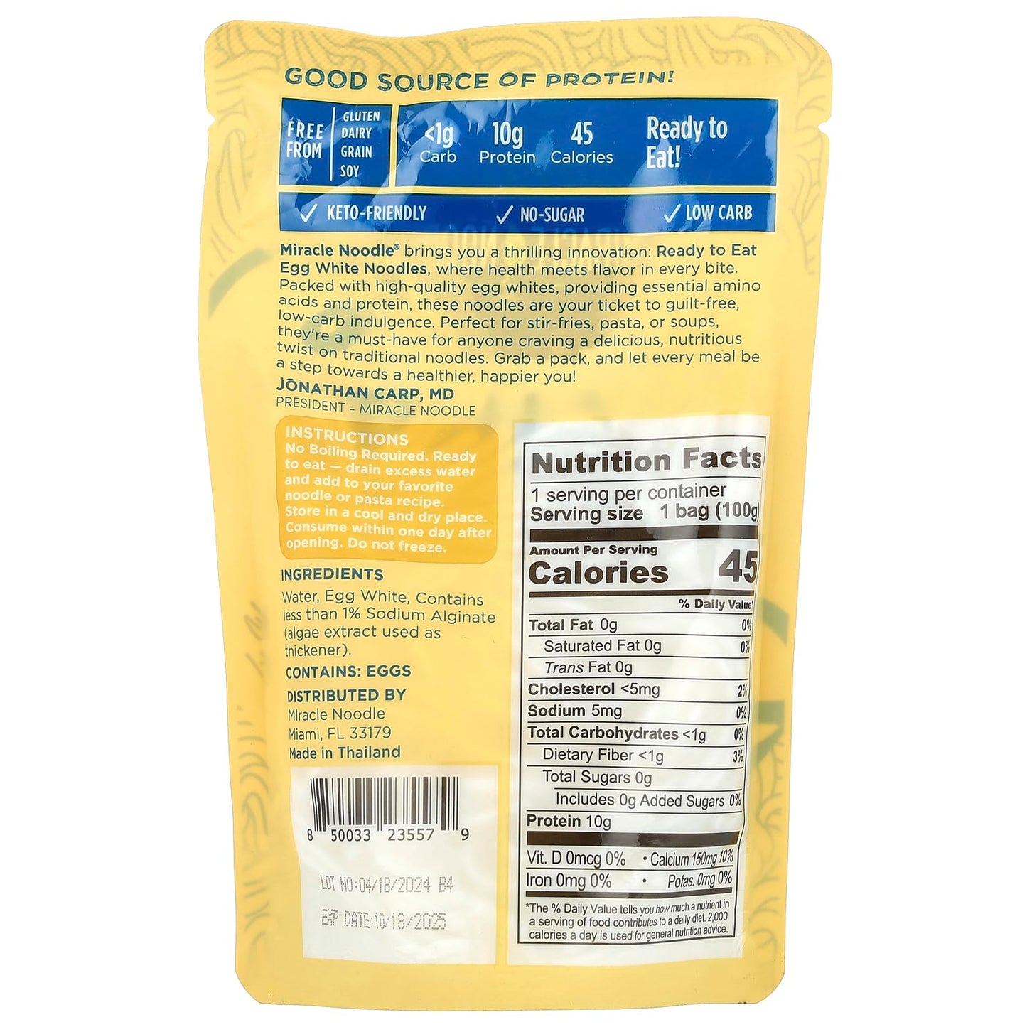 Noodle Egg WHT Spaghetti, 3.5 Ounce, Low-Calorie Noodle Alternative