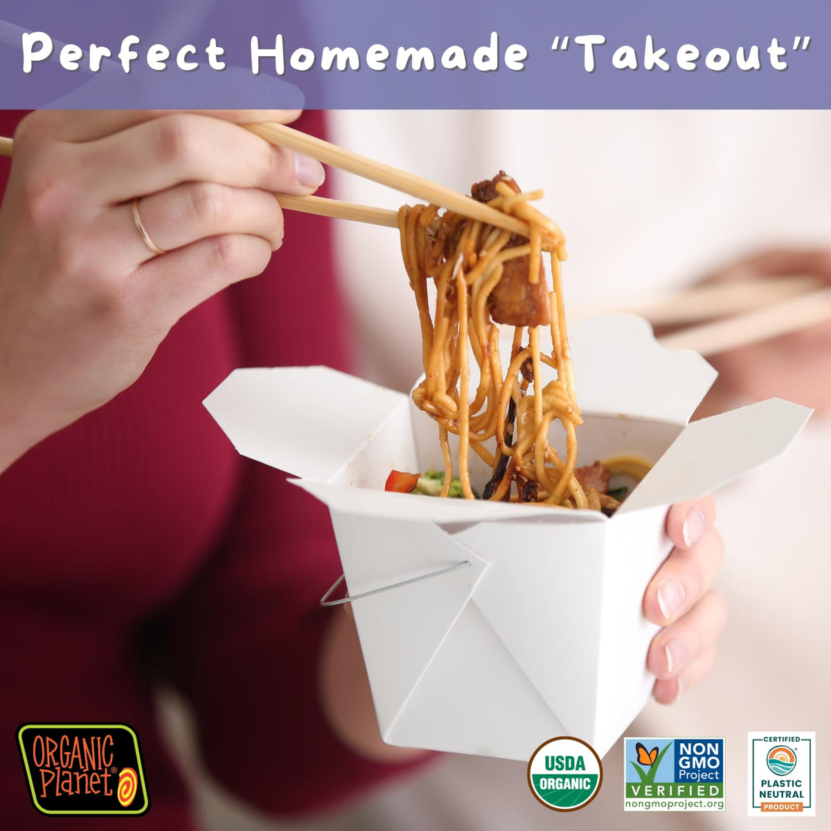 Organic Planet Whole Wheat Lo Mein Noodles, Non-Gmo, Organic, Vegan, Asian, Chinese Style Noodles, 8 Oz (6 Pack)