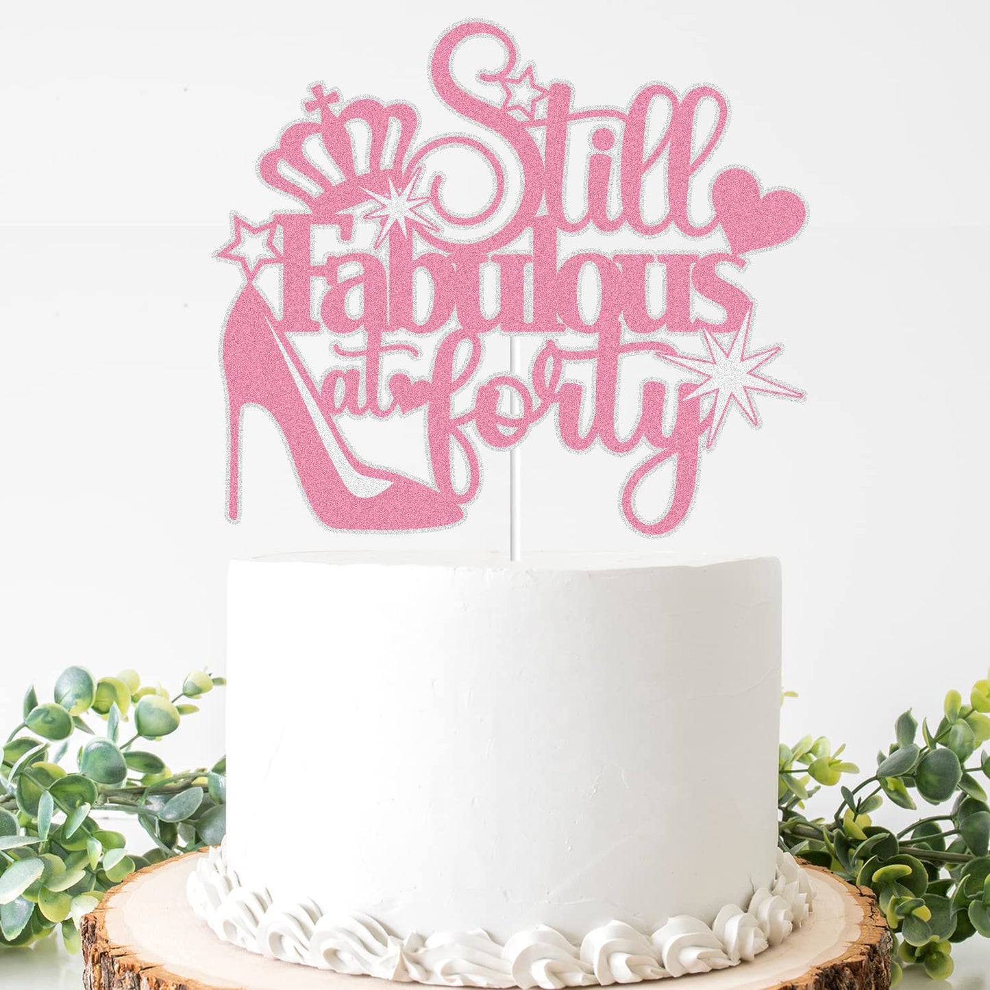 LINGBOOM Rose Gold Glitter Cake Topper for 40th Birthday, Cardstock, Model C-Fabulous at -P, Size ZJ1131