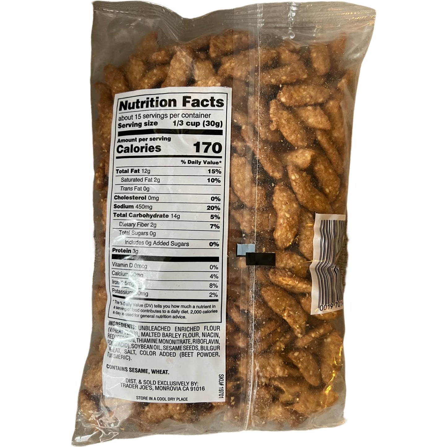 TJ's Sesame Sticks, 16 oz - Crunchy Snack, Perfect for On-the-Go Munching