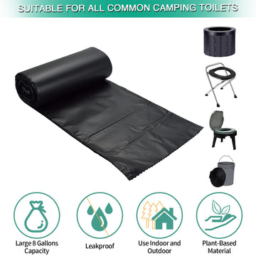 Sailortenx 80 Portable Toilet Bags 100% Compostable 8 Gallon Camping Toilet Bags Use With 5 Gallon Bucket Toilet Waste Bags, Dis