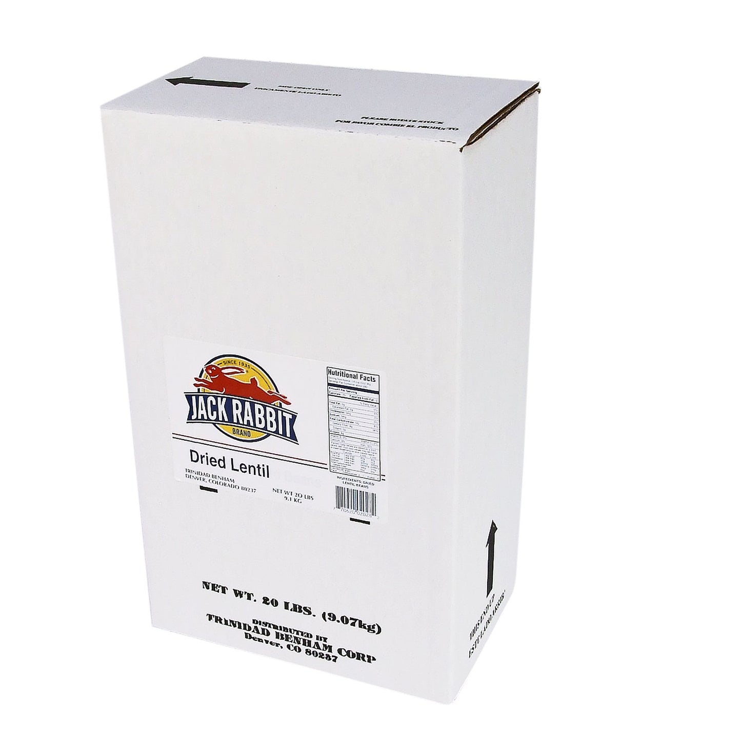 Jack Rabbit Dried Lentils, 20 lbs Box