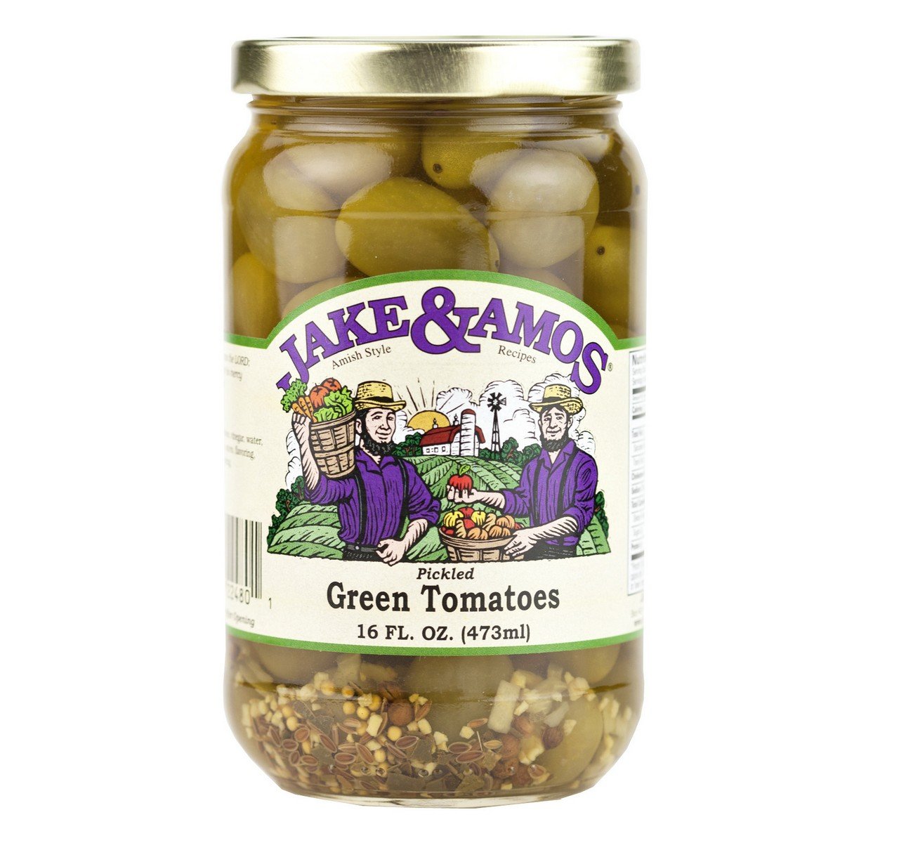 Jake & Amos Pickled Green Tomatoes, 16 Oz. Jar (Pack of 2)