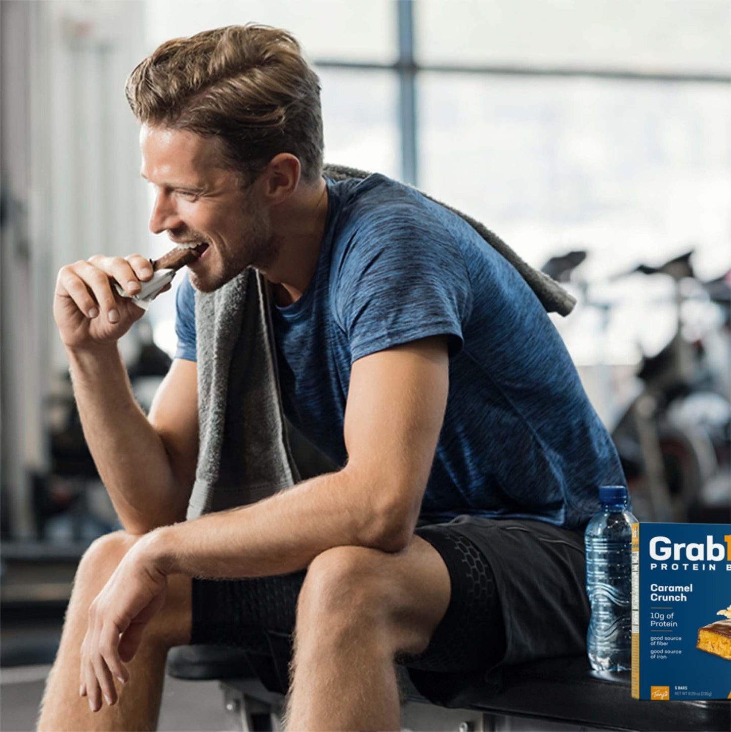 GRAB1 Protein Bars, Caramel Crunch, Low Calorie, 10 Bars (2 Pack)