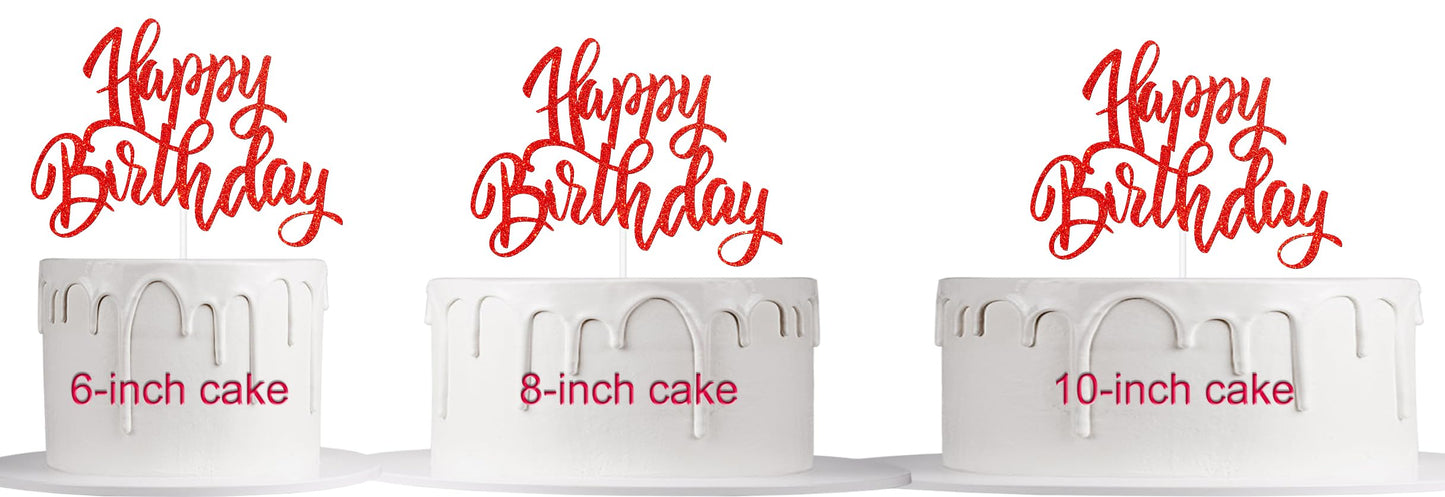 Notbadsys Birthday Cake Decorations, Gold Glitter Letters, Red, Model S1-1-(????)