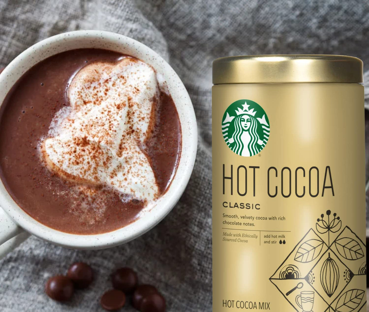 Starbucks Hot Cocoa Mix Classic 10 Oz Bronze Gift Tin 8 Fluid_Ounces