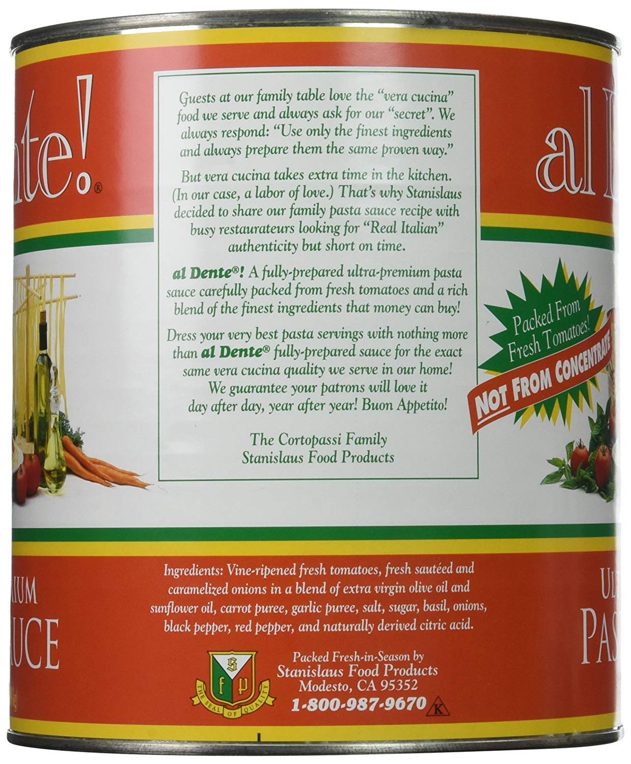 Stanislaus Al Dente Pasta Sauce - 6 Pack, #10 Size, Authentic Italian Flavor