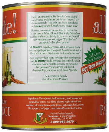 Stanislaus Al Dente Pasta Sauce - 6 Pack, #10 Size, Authentic Italian Flavor