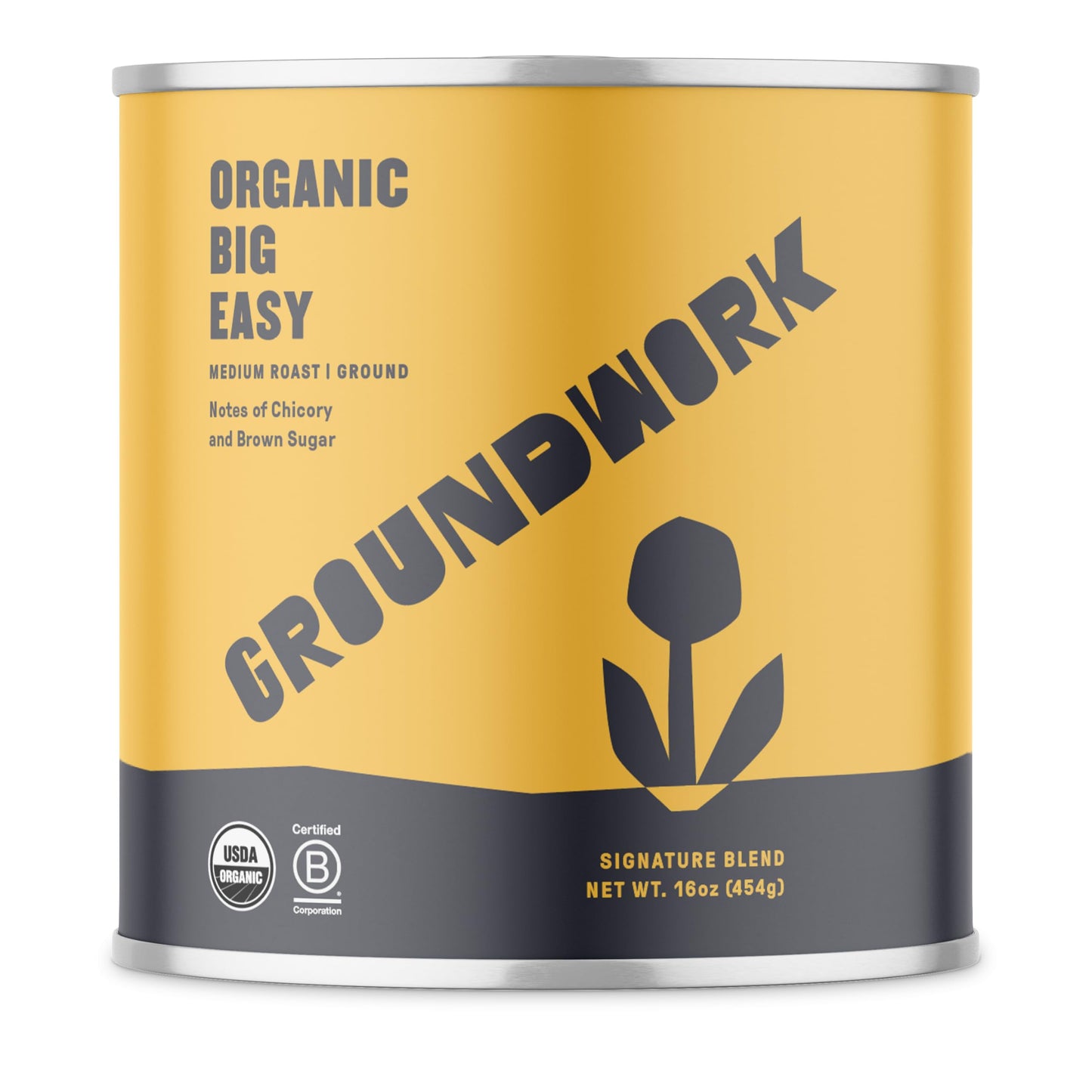 Groundwork USDA Organic Ground Medium Roast Coffee, Big Easy, 16 Ounce Can