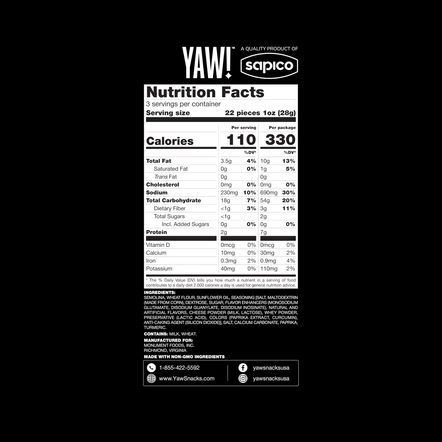 YAW! Baked Baguette Bites, Cheese Flavored, Non-GMO, 3 Pack, 9oz, Orange