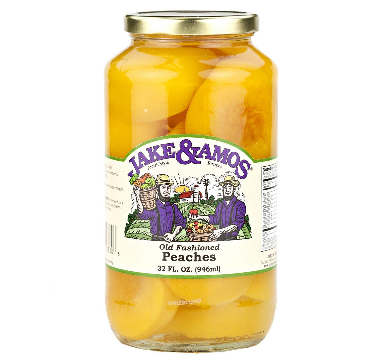 Jake & Amos Old-Fashioned Canned Peaches, 32 Oz. Jar (Pack of 2)