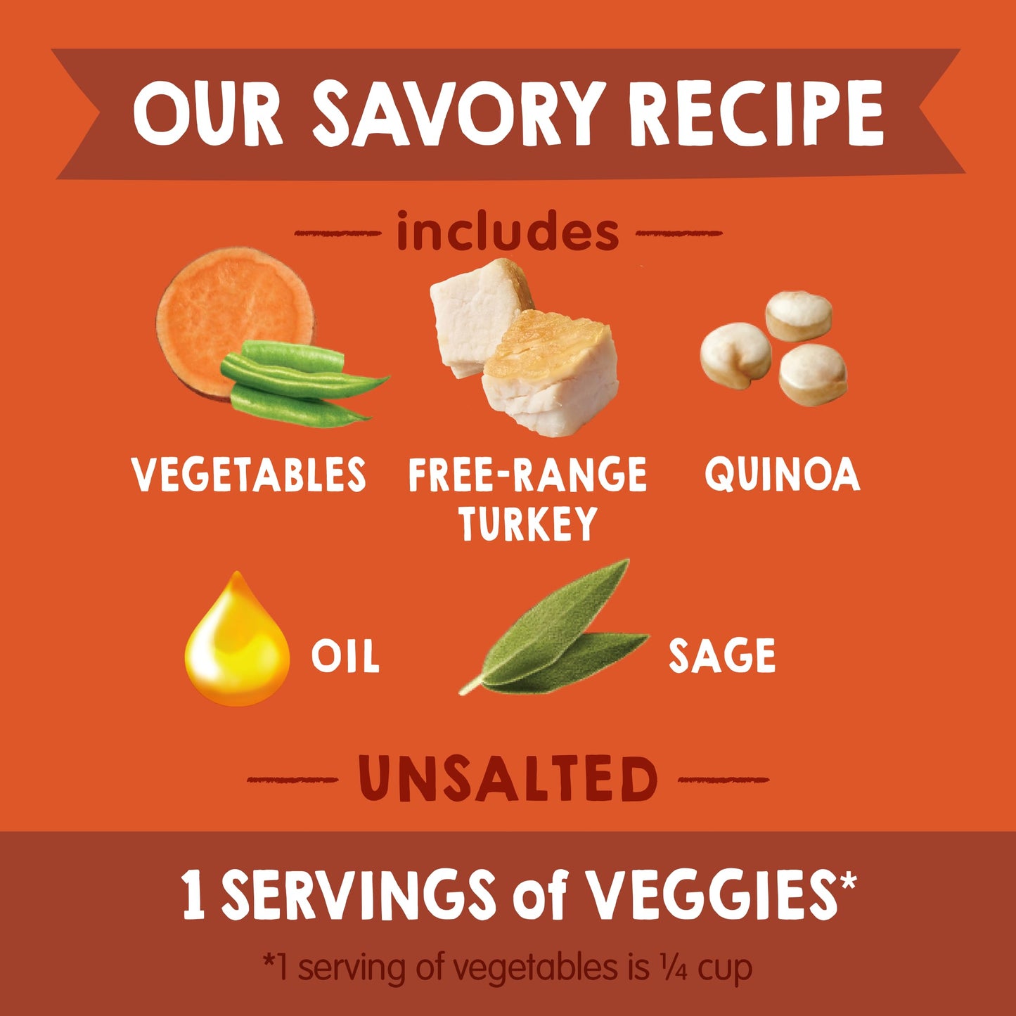 Happy Baby Organics Savory Blends Stage 3 Baby Food Puree, Free Range Turkey, Harvest Vegetables & Quinoa Skillet, 3.5 Ounce (Pa