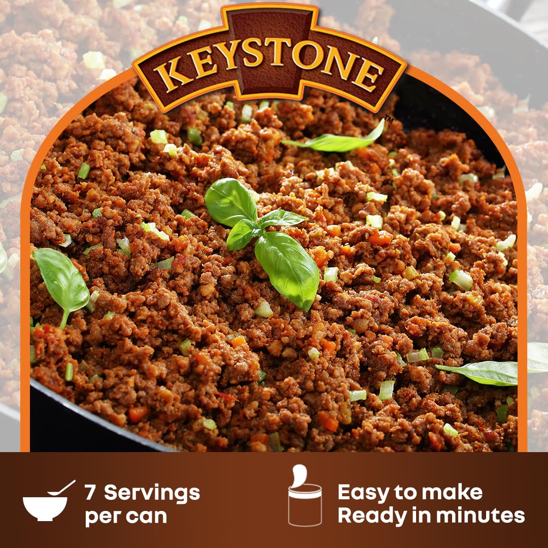 Keystone All Natural Ground Beef 14 Ounce Long Term Emergency Survival Food Canned Meat | Fully Cooked Ready To Eat | Gluten Free Family Pack Of 2