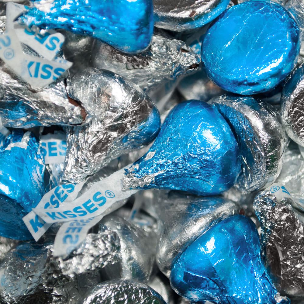 165 Pcs Light Blue & Silver Candy Kisses Milk Chocolate (1.65 lbs)