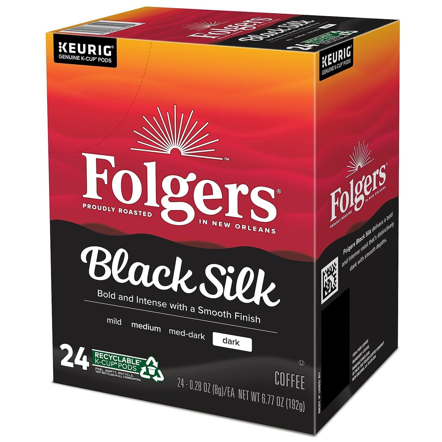 Folgers Single-Serve Coffee K-Cup Pods, Black Silk, 24 Count, Coffee